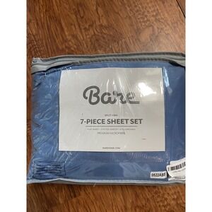 Bare Home Microfiber 7-Piece Blue Sheet Set - Split King